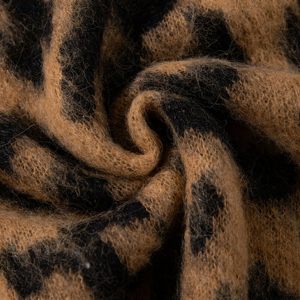 ANDREILEE Luipaardprint Lange Pluche Herentrui, Modieuze Streetstyle Trend, Veelzijdig voor Dagelijks Woon-werkverkeer, Pullover met Ronde Hals, Lange Mouwen, Losvallende Pasvorm, Herfst/Winter Gebreide Trui voor Heren