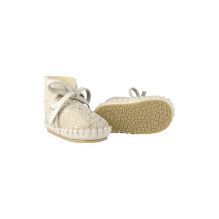 Pina Exclusive Booties | Cream Metallic Suede