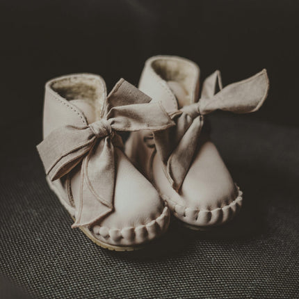 Pina Organza Booties | Powder Nubuck + Mocha Cotton