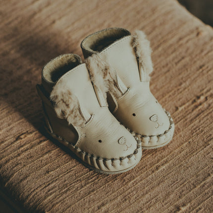 Kapi Exclusive Booties | Rabbit | Cream Leather