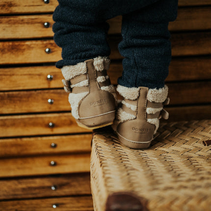 Larisso Booties | Beige Curly Faux Fur