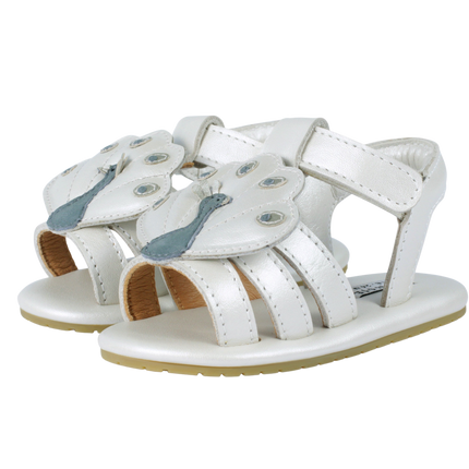 Vazi Sandals | Peacock | Off White Metallic Leather