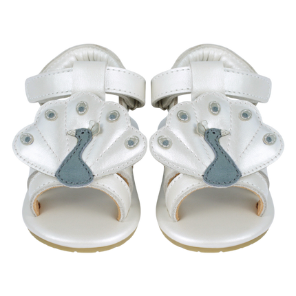 Vazi Sandals | Peacock | Off White Metallic Leather