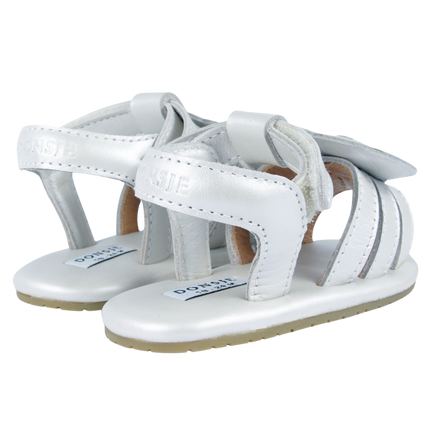 Vazi Sandals | Peacock | Off White Metallic Leather