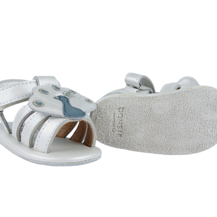 Vazi Sandals | Peacock | Off White Metallic Leather