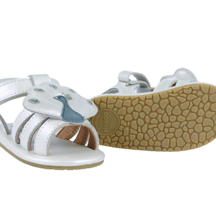 Vazi Sandals | Peacock | Off White Metallic Leather