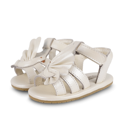 Filoe Sandals | Dove | Off White Metallic Leather