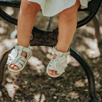Filoe Sandals | Dove | Off White Metallic Leather