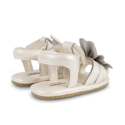 Filoe Sandals | Dove | Off White Metallic Leather