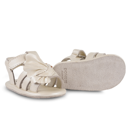 Filoe Sandals | Dove | Off White Metallic Leather