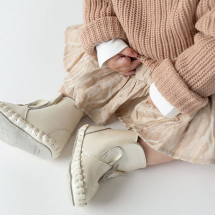 Ynzi Booties | Unicorn | Off White Metallic Leather