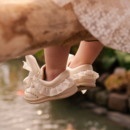 Niene Sneakers | Kindersneakers | Off White Metallic Leather