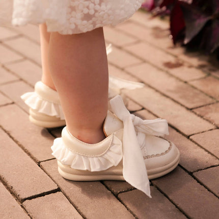 Niene Sneakers | Kindersneakers | Off White Metallic Leather