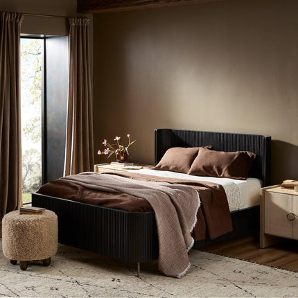 Four Hands Fletcher Distressed Black King Size Bed