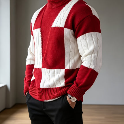 Heren gebreide trui met halve turtleneck, geschikt voor dagelijkse uitjes, feestelijke bijeenkomsten en casual straatscènes in de herfst en winter. Warm, zacht, kreukbestendig en pluisvrij. Ontworpen voor jonge en middeljarige mannen in Europa en Amerika.