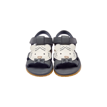 Mhalo Sandals | Festive White Tiger | Petrol Leather