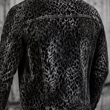 Ultra-coole spijkerjas, Amerikaanse High -stijl, heren lente/herfst gewassen luipaardprint trendy hiphop losvallende heren bovenkleding, winterjas heren