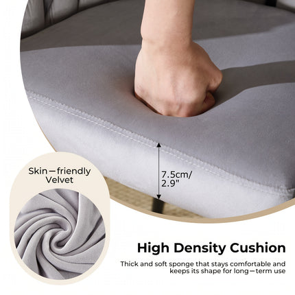 Set van 2 Luxe Eetkamerstoelen  – Fluweel met Geweven Rugleuning en Armleuningen – Ergonomische Stoelen met Zwarte Metalen Poten – Modern Design