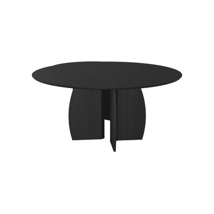 Duo-Couchtisch aus massiver Eiche, Schwarz - rund - Mondgestell