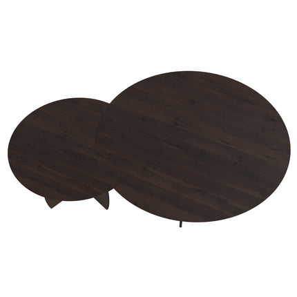 Duo-Couchtisch aus massiver Eiche, Walnut Brown - rund - Mondgestell