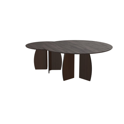 Duo-Couchtisch aus massiver Eiche, Walnut Brown - rund - Mondgestell