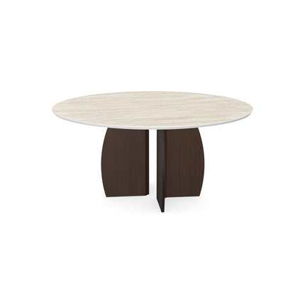 Keramik-Couchtisch, Travertino - rund - Mondgestell