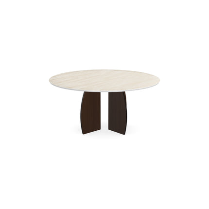 Keramik-Couchtisch, Travertino - rund - Mondgestell