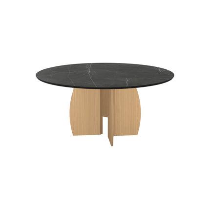 Keramik/Beton-Duo-Couchtisch - rund - Mondgestell