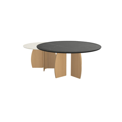 Keramik/Beton-Duo-Couchtisch - rund - Mondgestell