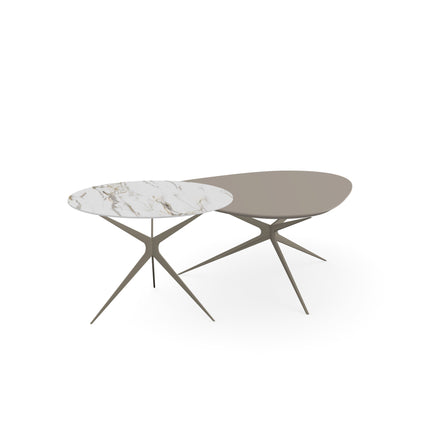 Fenix/Keramik-Duo-Couchtisch - Tropfenform - Obit-Gestell