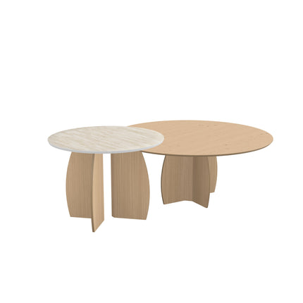 Eiche/Keramik-Duo-Couchtisch, Liqurien - rund - Mondgestell