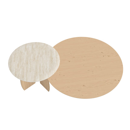Eiche/Keramik-Duo-Couchtisch, Liqurien - rund - Mondgestell