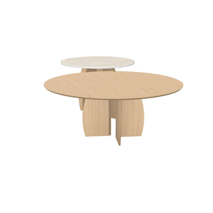 Eiche/Keramik-Duo-Couchtisch, Liqurien - rund - Mondgestell