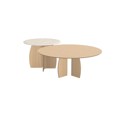 Eiche/Keramik-Duo-Couchtisch, Liqurien - rund - Mondgestell