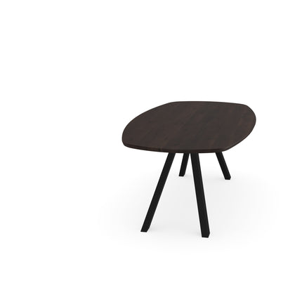 Couchtisch aus massiver Eiche, Walnut Brown - Dänisches Oval - Schräges i-Gestell
