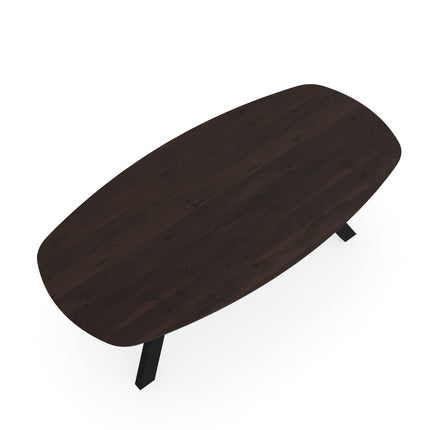Couchtisch aus massiver Eiche, Walnut Brown - Dänisches Oval - Schräges i-Gestell