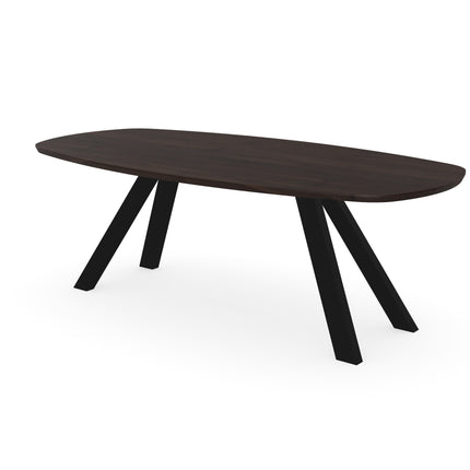 Couchtisch aus massiver Eiche, Walnut Brown - Dänisches Oval - Schräges i-Gestell