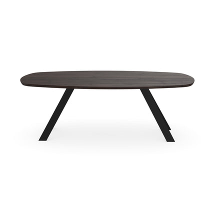 Couchtisch aus massiver Eiche, Walnut Brown - Dänisches Oval - Schräges i-Gestell