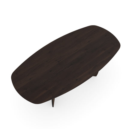 Couchtisch aus massiver Eiche, Walnut Brown - dänisches Oval - Mondgestell