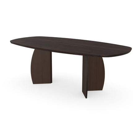 Couchtisch aus massiver Eiche, Walnut Brown - dänisches Oval - Mondgestell