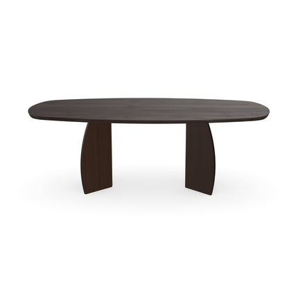 Couchtisch aus massiver Eiche, Walnut Brown - dänisches Oval - Mondgestell