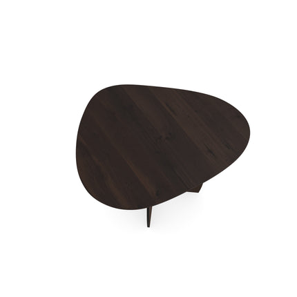 Couchtisch aus massiver Eiche, Walnut Brown - Tropfenform - Mondgestell