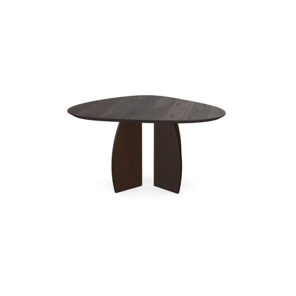 Couchtisch aus massiver Eiche, Walnut Brown - Tropfenform - Mondgestell