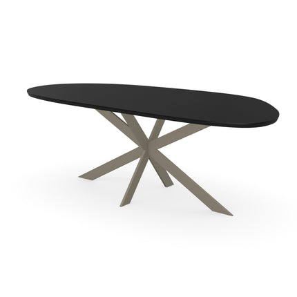 Couchtisch aus massiver Eiche, Schwarz - organische Form B - Matrix-Gestell