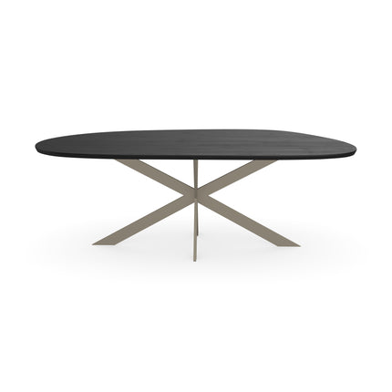 Couchtisch aus massiver Eiche, Schwarz - organische Form B - Matrix-Gestell