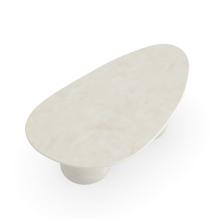 Couchtisch aus Beton, Creamy White - Kiesel A - Columbus-Duo-Gestell