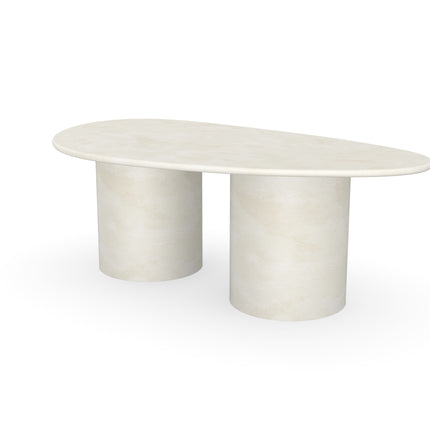 Couchtisch aus Beton, Creamy White - Kiesel A - Columbus-Duo-Gestell