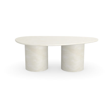 Couchtisch aus Beton, Creamy White - Kiesel A - Columbus-Duo-Gestell