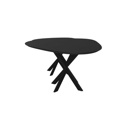 Duo-Couchtisch aus massiver Eiche, Schwarz - Tropfenform - Kreuzgestell