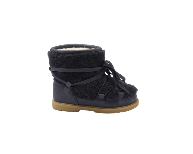 Cassia Boots | Navy Curly Sheep Wool